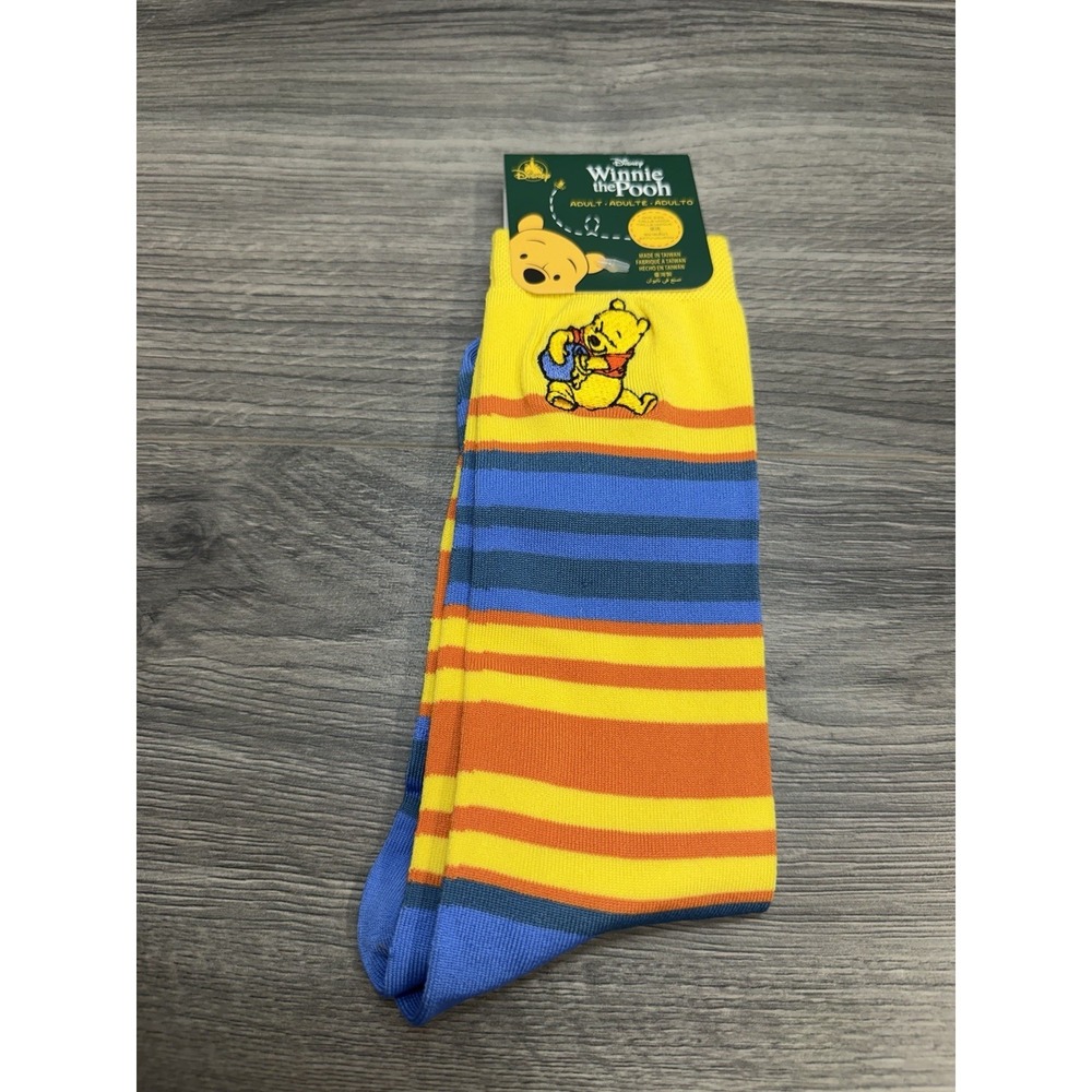 NWT Disney Winnie the Pooh Socks New Adult Striped Honey Pot Cute Tall Novelty